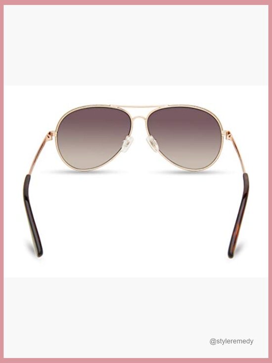Metal Aviator Sunglasses with Glitter Rim, Brown Gradient Flash Lenses main image 5